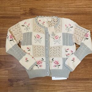 Wild Wawa Knit Patchwork Floral Sweater Cardigan